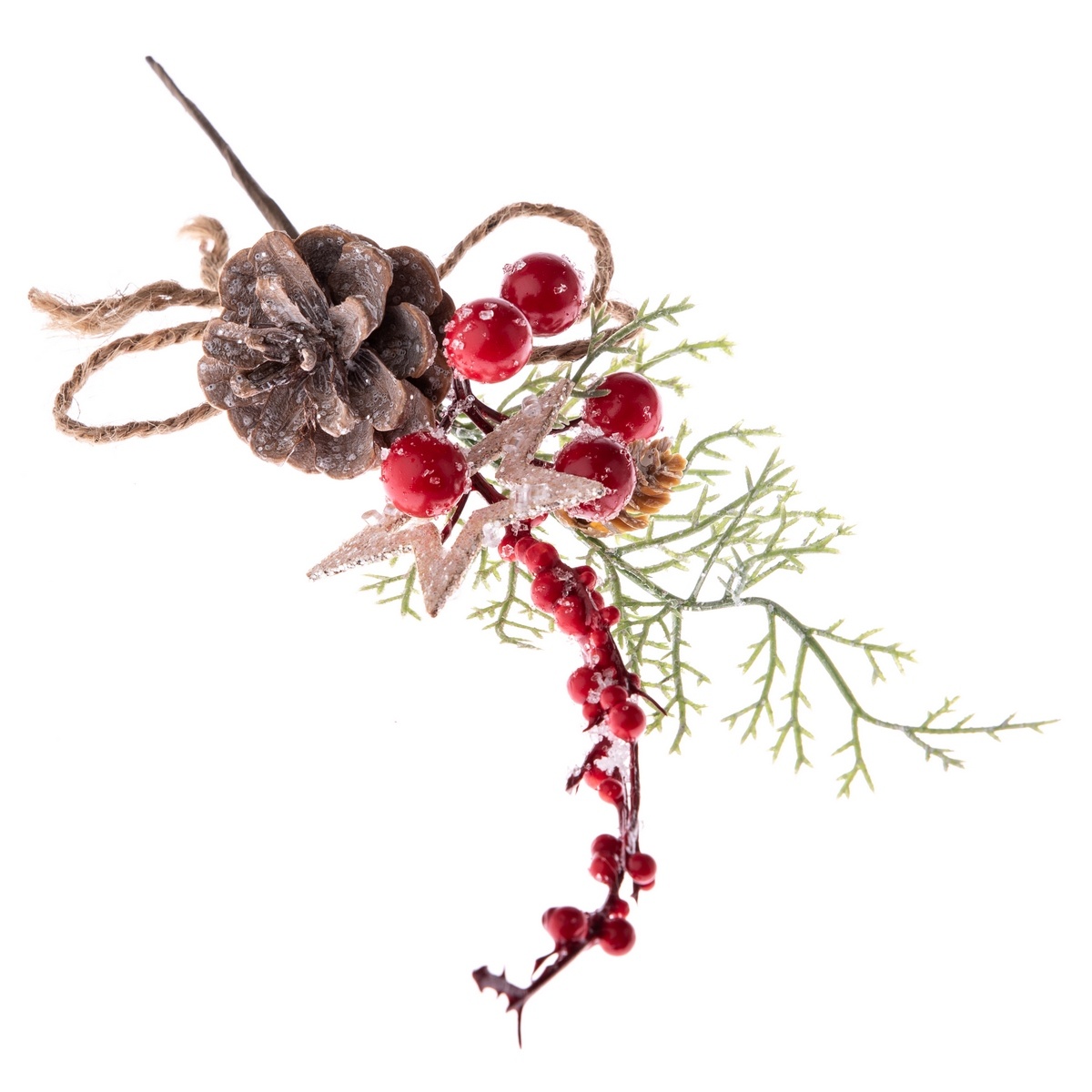 Dekorační vánoční větvička s červenými bobulemi