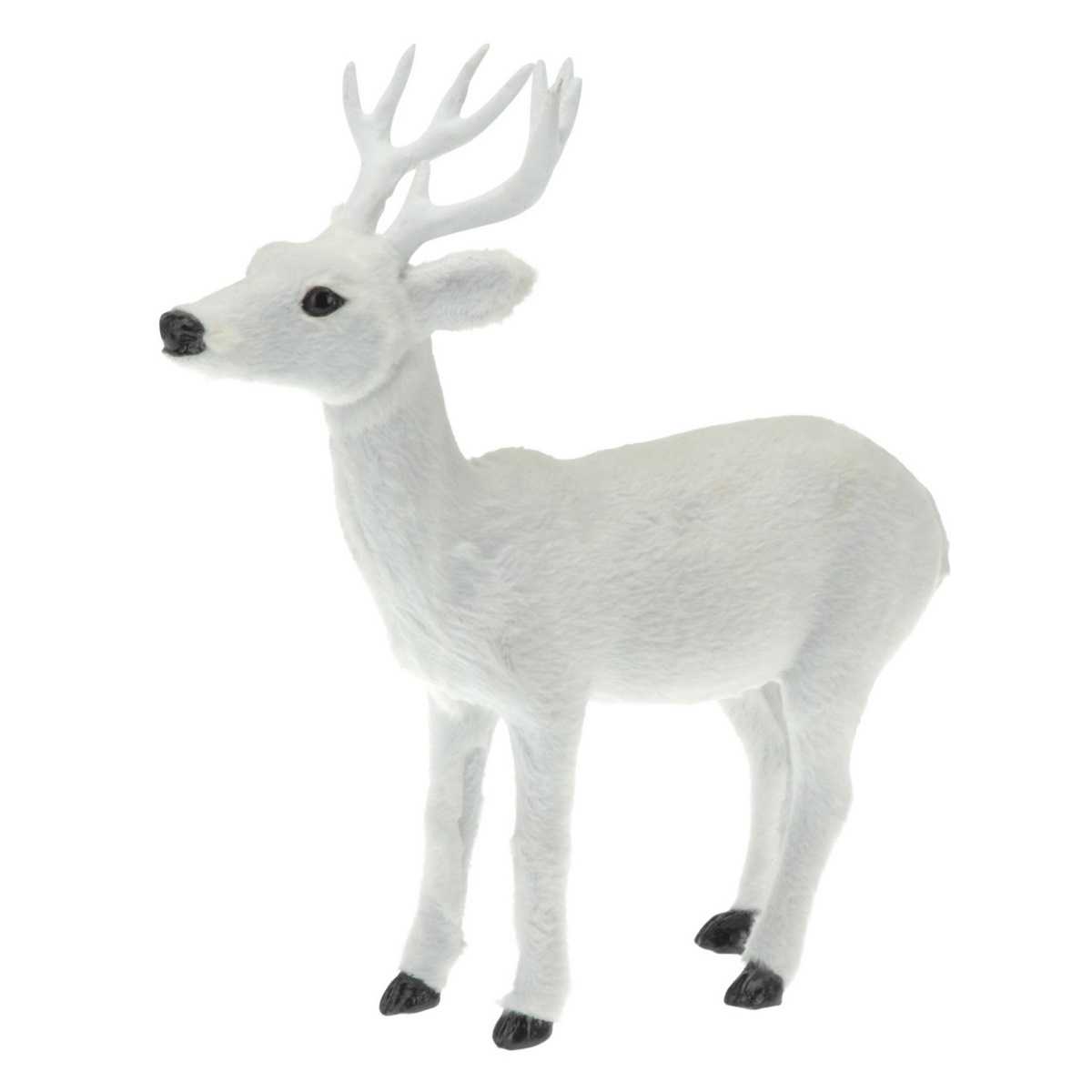 Plastová dekorace s imitací srsti Bílý jelen