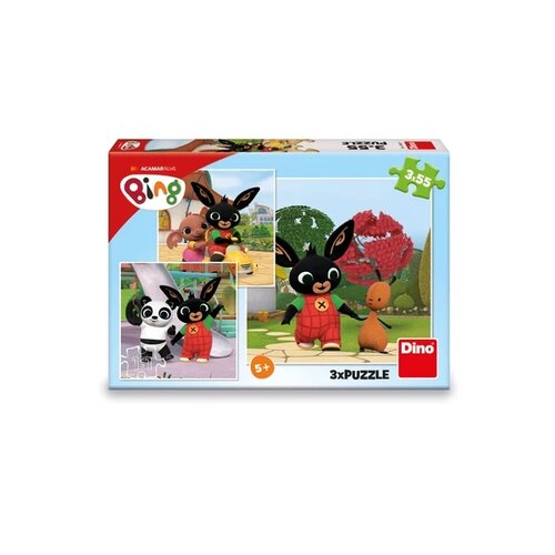 Dino Puzzle 3v1 Králíček Bing/Bing si hraje 3x55dílků v krabici 27x19x4cm.