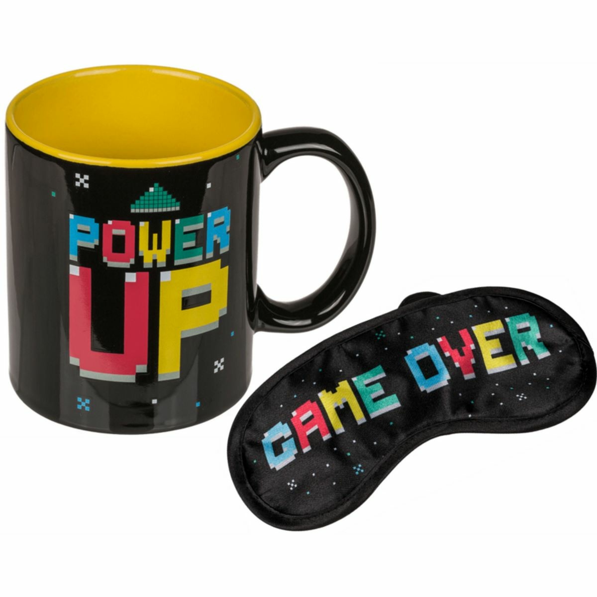 Hrnek a maska na oči Power Up/Game Over