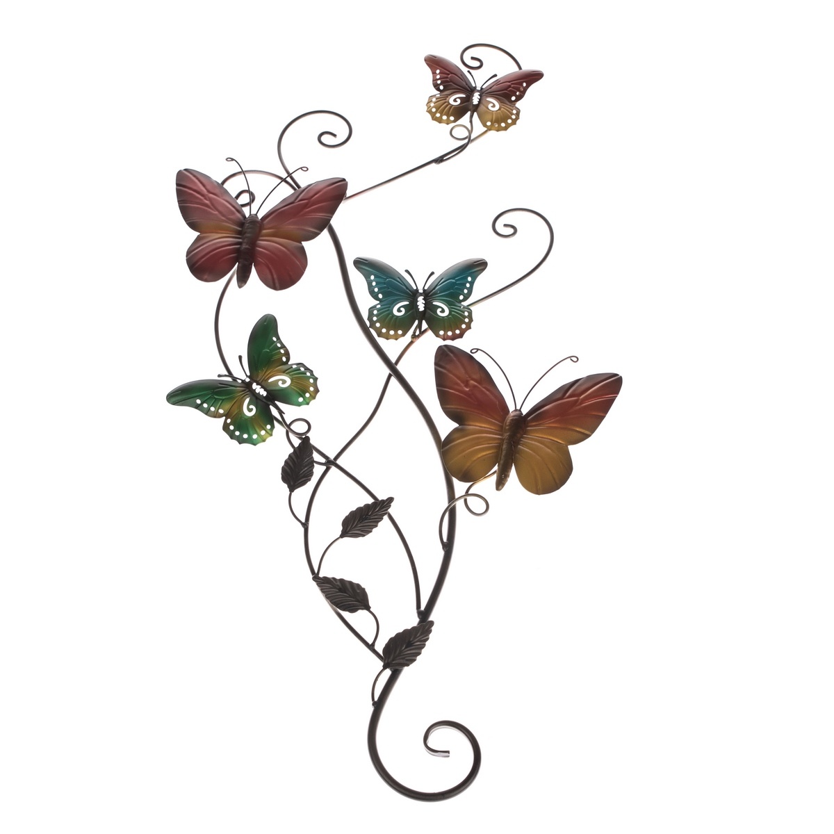 Nástěnná kovová dekorace Barevní motýli