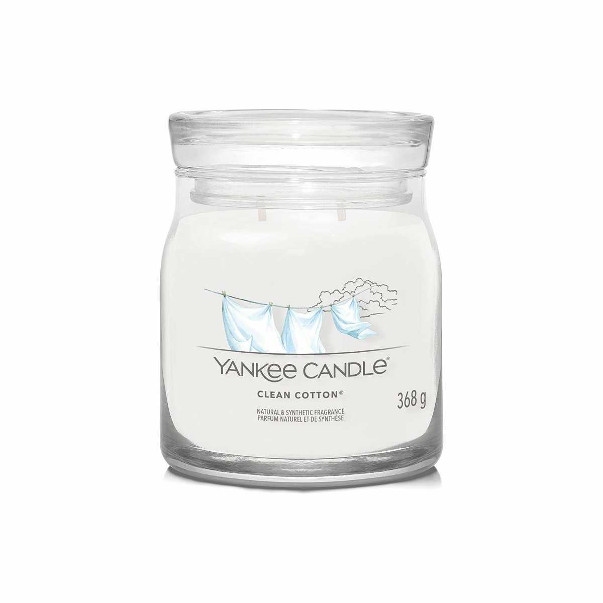 Yankee Candle vonná svíčka Signature ve skle střední Clean Cotton