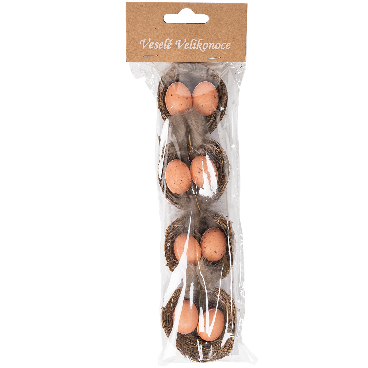 Sada velikonočních vajíček v hnízdě
