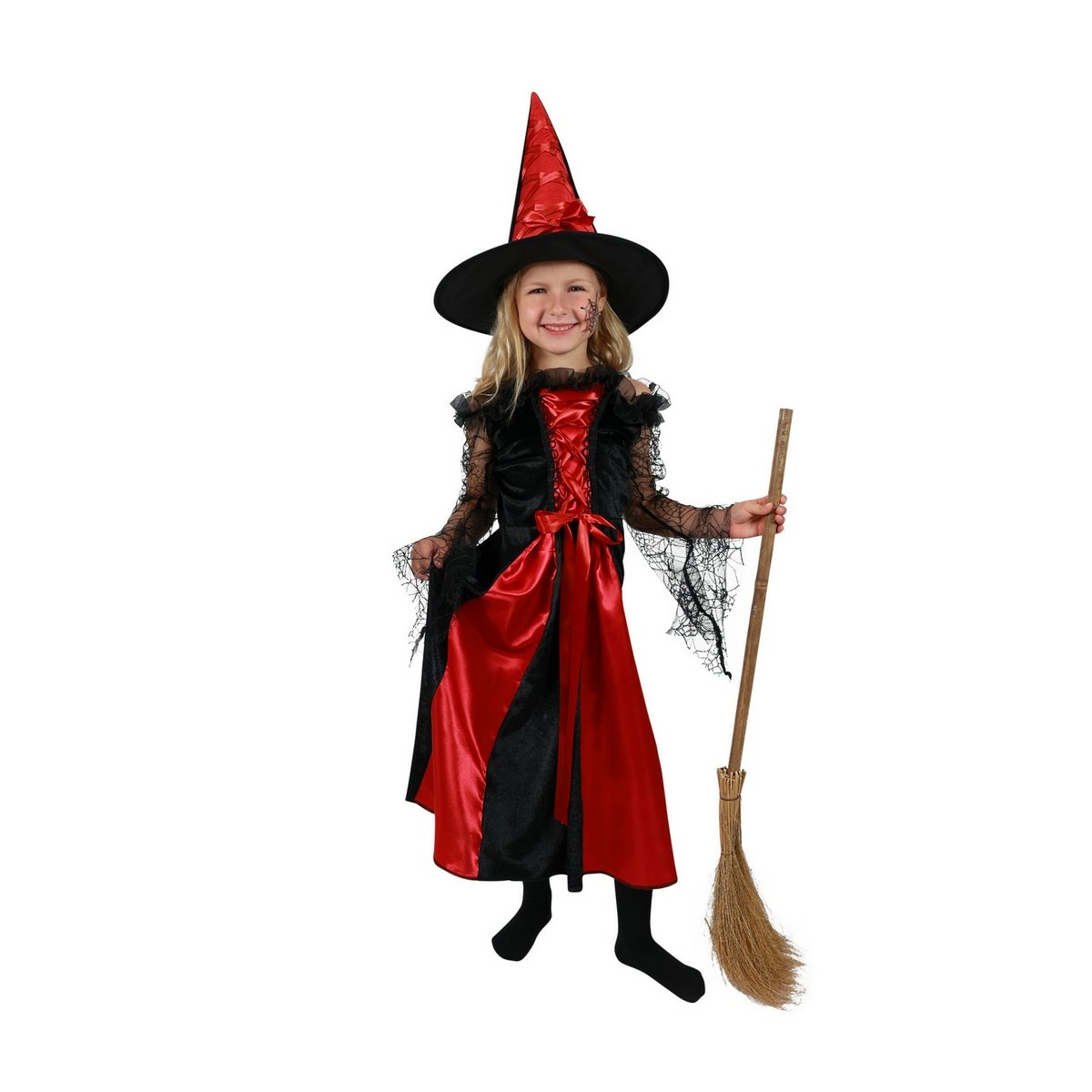 Rappa Dětský kostým Čarodějnice s kloboukem černo-červená