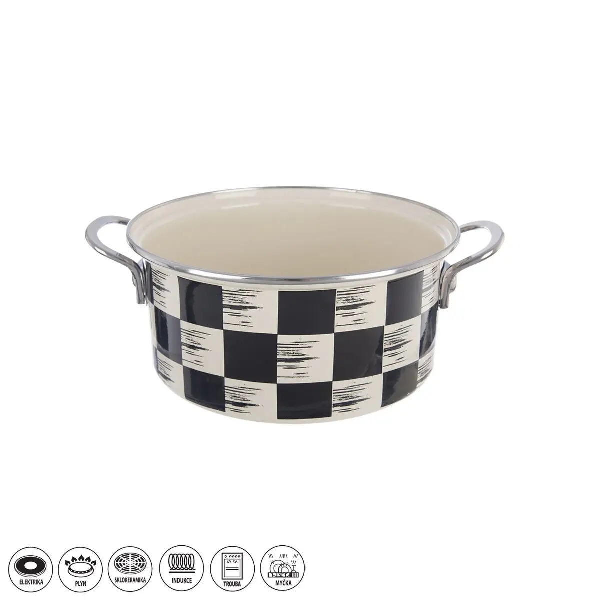 Kastrol smalt ŠACHOVNICE Lem 3 l