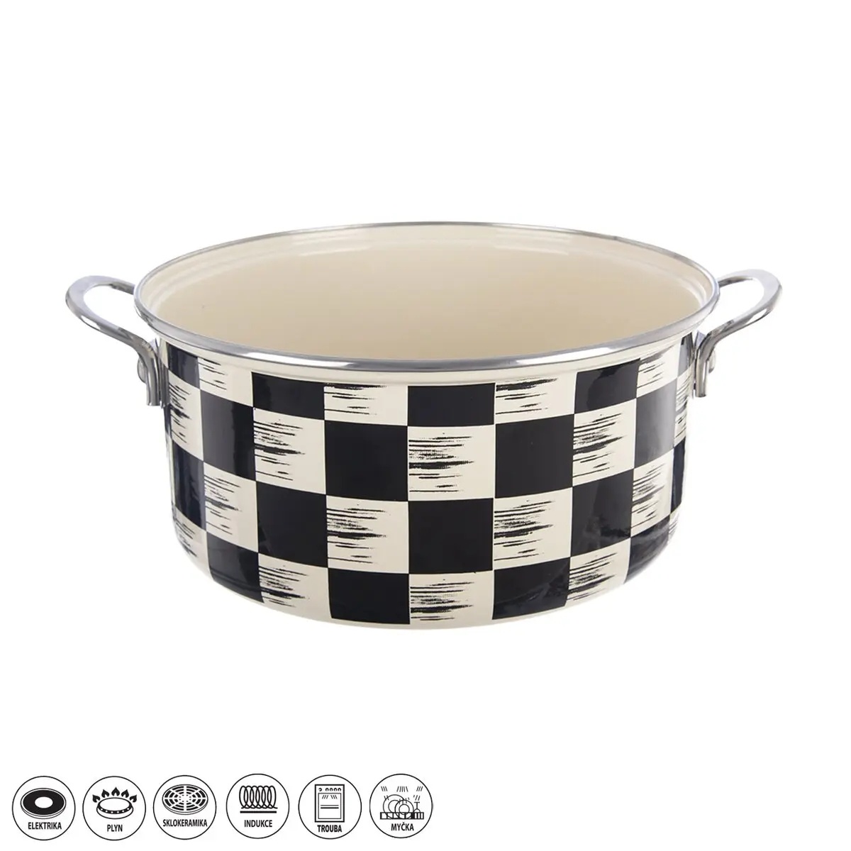 Kastrol smalt ŠACHOVNICE Lem 5 l