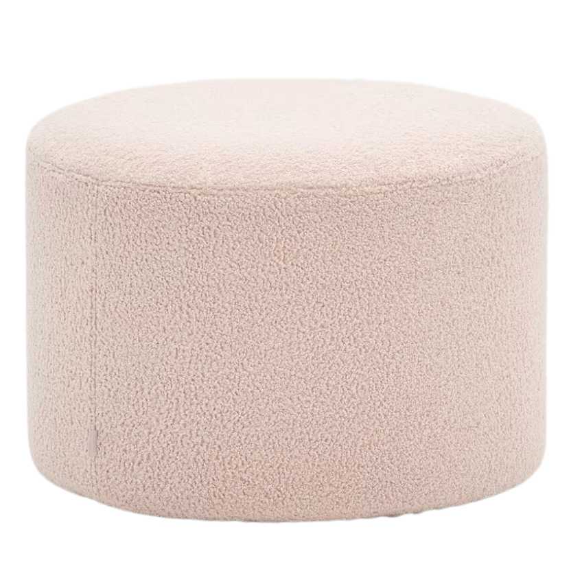 Růžový bouclé taburet Kave Home Kaeli 60 cm