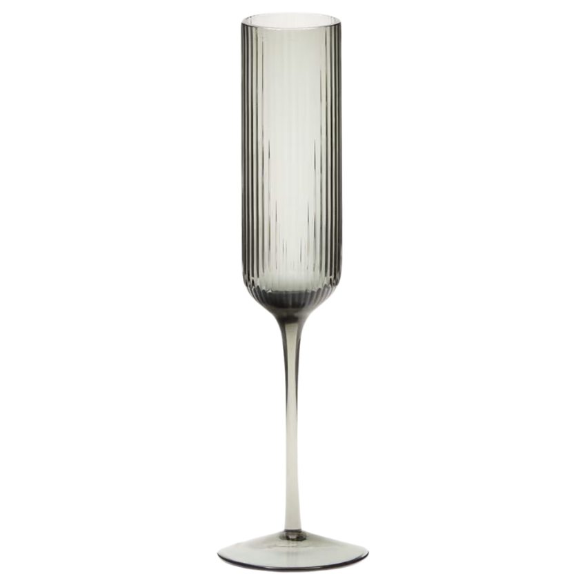 Šedá sklenice na šampaňské Kave Home Thiba 140 ml