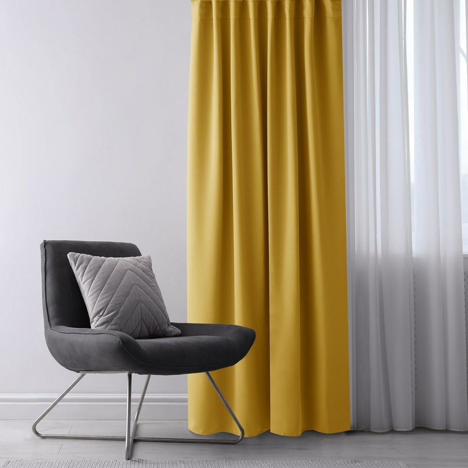 AmeliaHome Závěs Blackout EYELETS hořčicová