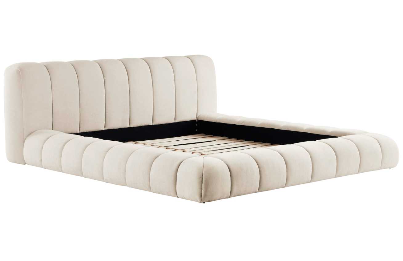 Jotex Krémově bílá čalouněná dvoulůžková postel DERMY 160 x 200 cm