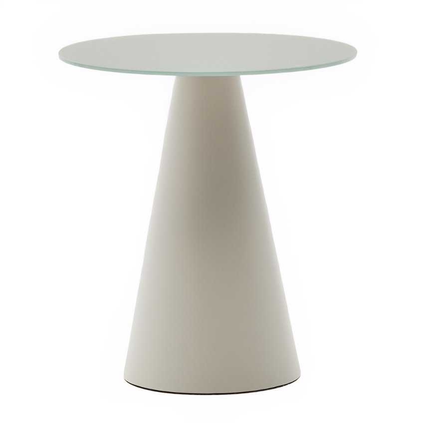 Matně šedý skleněný kulatý odkládací stolek Kave Home Wilshire 50 cm