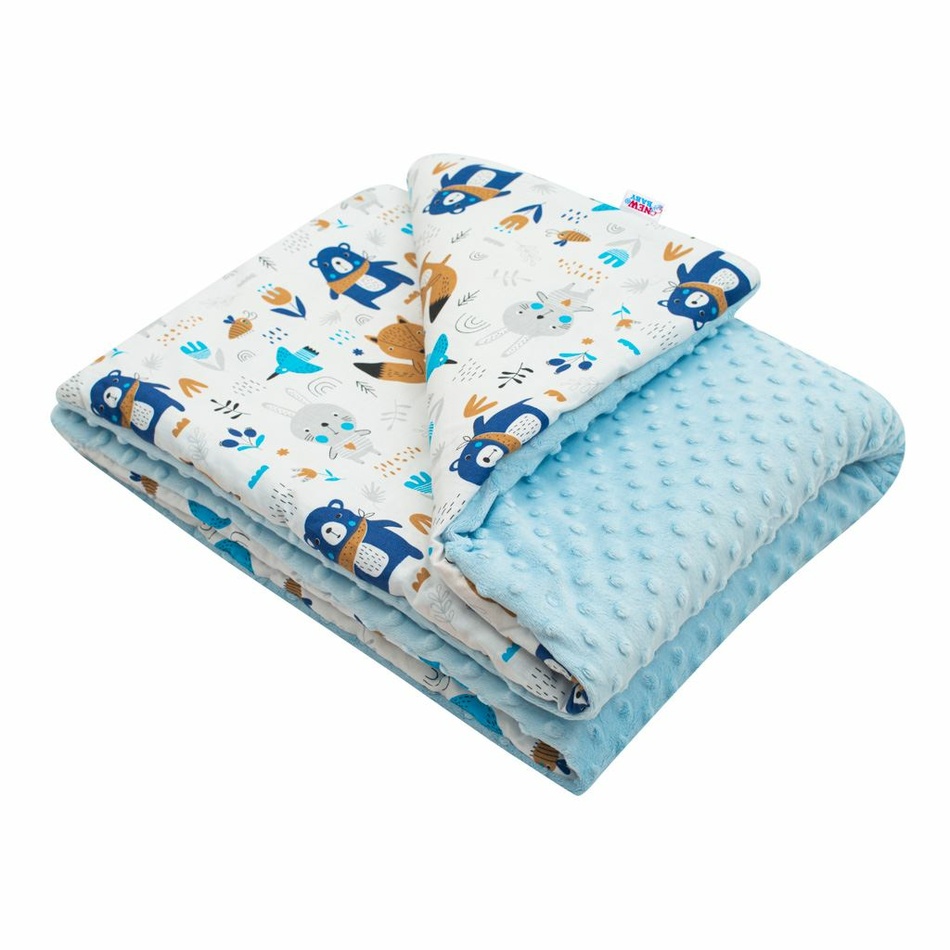 New Baby Dětská deka z Minky Medvídci modrá