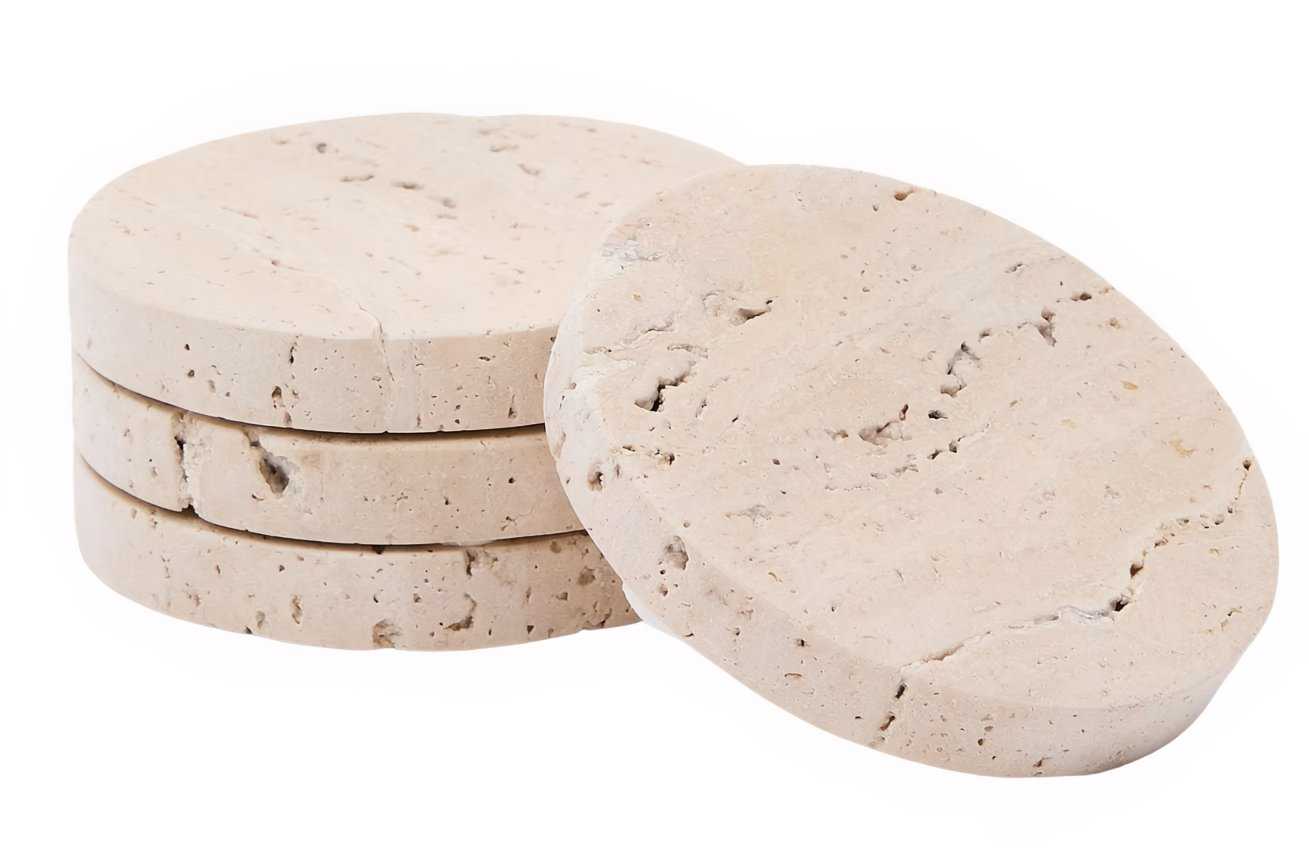 Set čtyř béžových kamenných podtácků Kave Home Zera