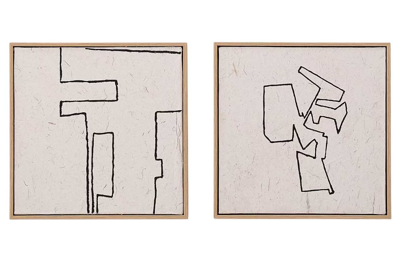 Set dvou abstraktních obrazů Kave Home Neyra II. 30 x 30 cm