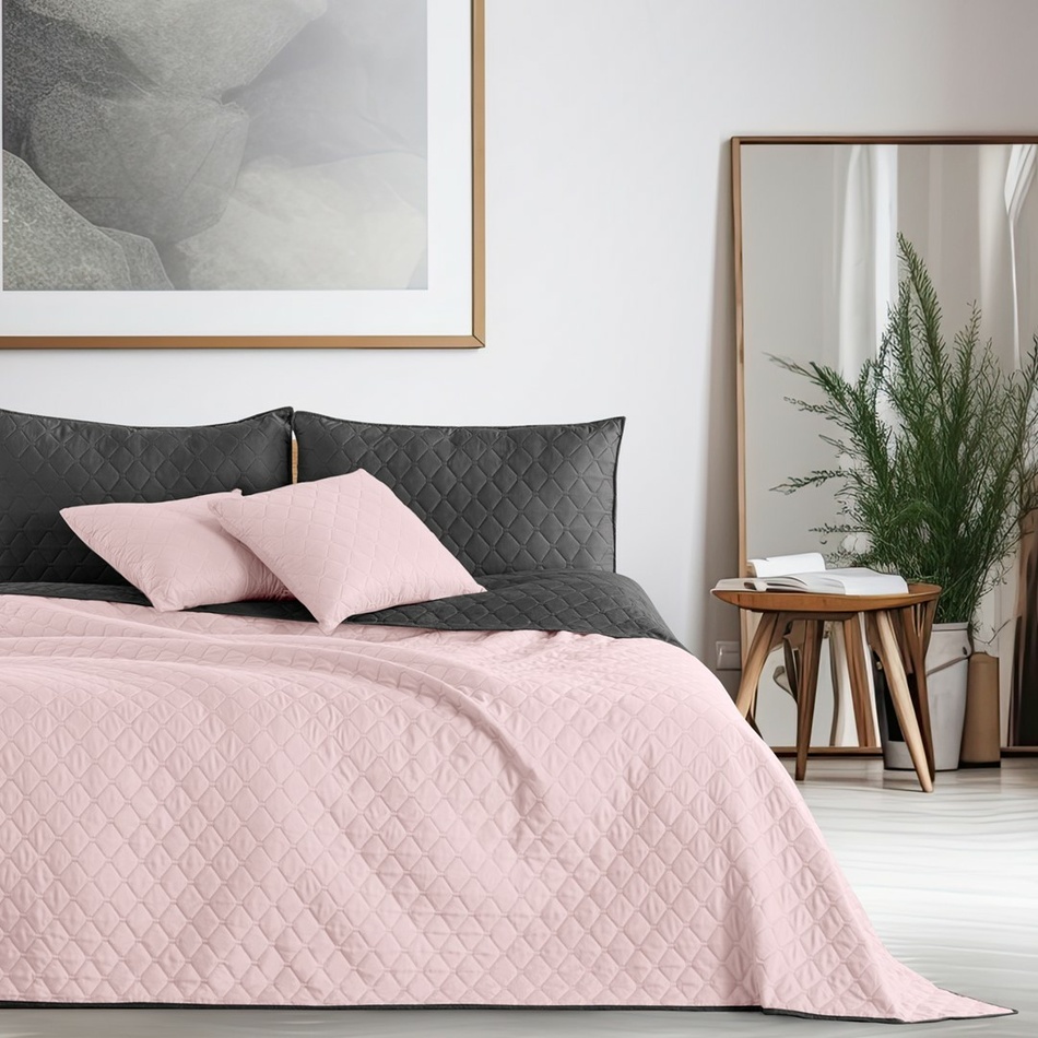 DecoKing Přehoz na postel Axel růžová/ocelová