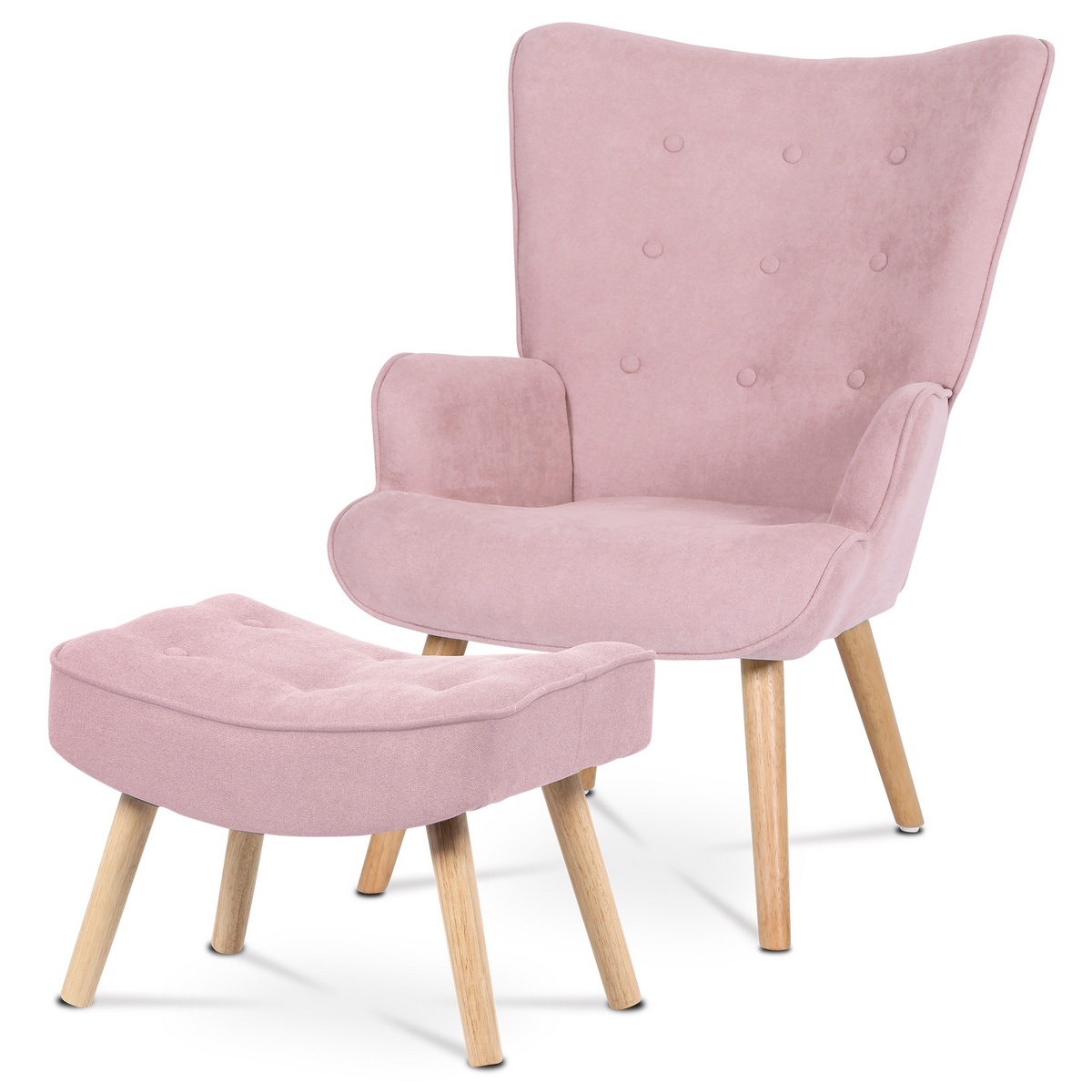 Křeslo ušák s podnožkou PINK2