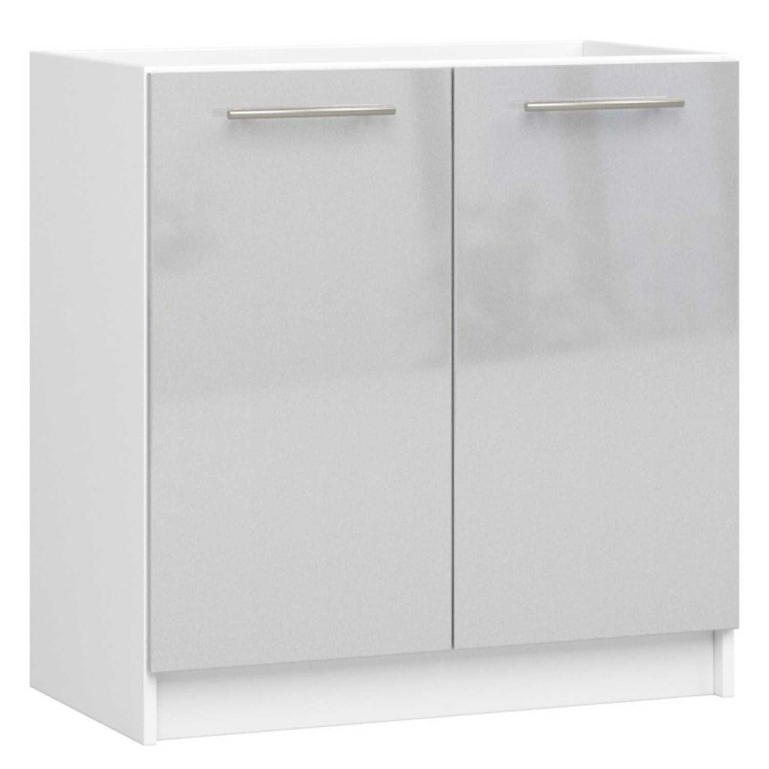 Kuchyňská skříňka OLIVIA S80 2D - bílá/šedý lesk