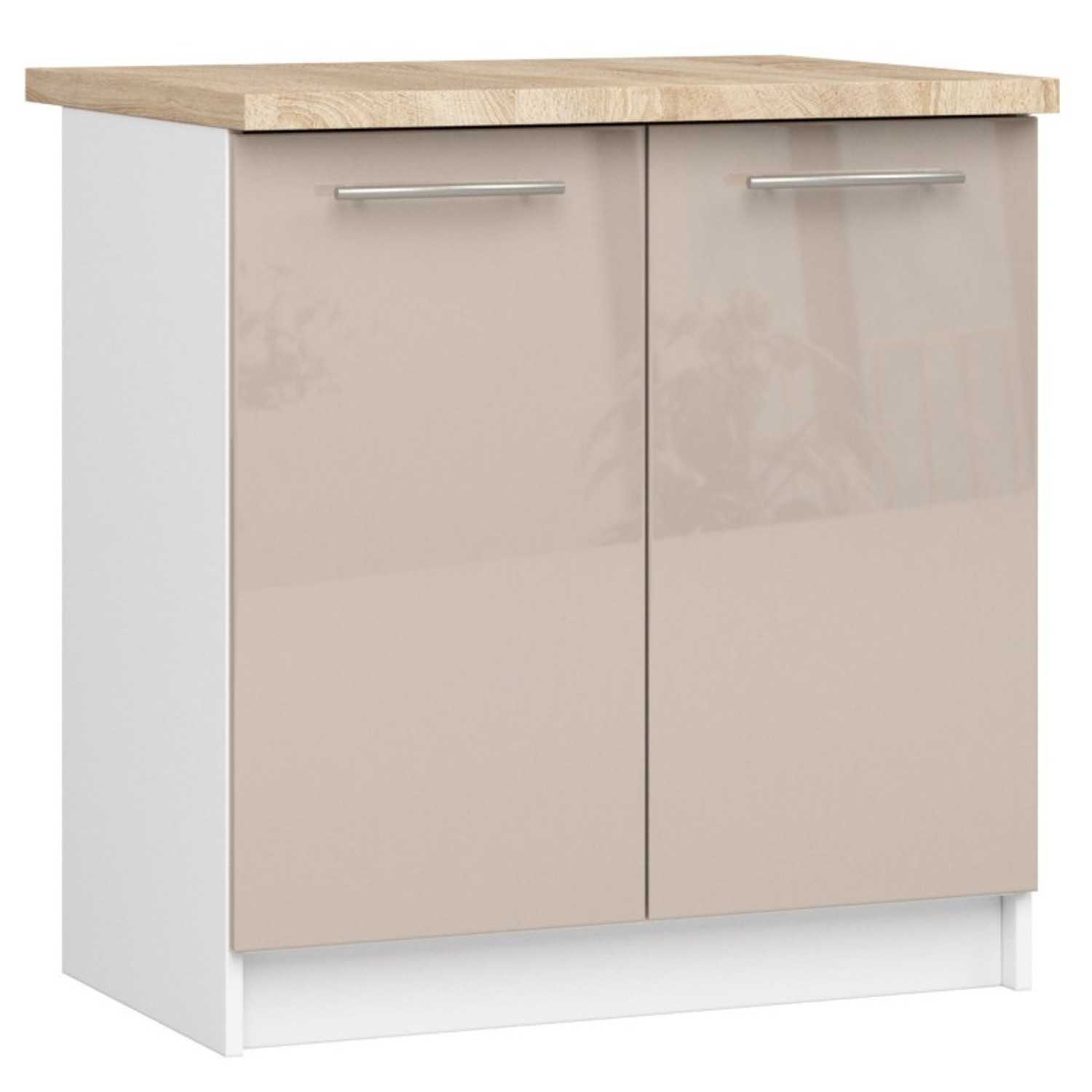 Kuchyňská skříňka OLIVIA S80 2D - bílá/cappuccino lesk