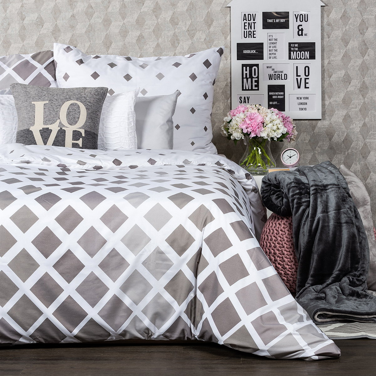4Home Povlečení Geometric šedá micro