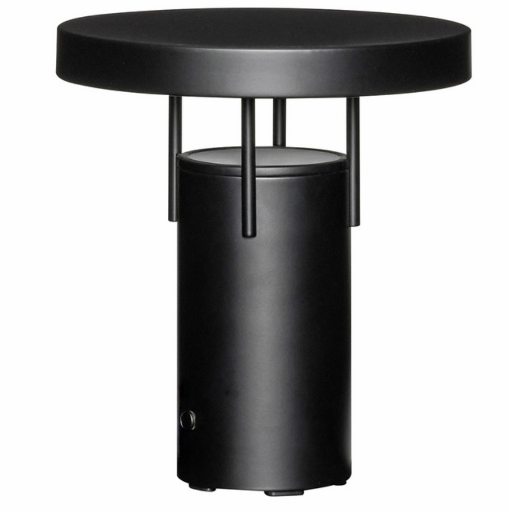 Černá kovová nabíjecí stolní LED lampa Hübsch BringMe 20 cm