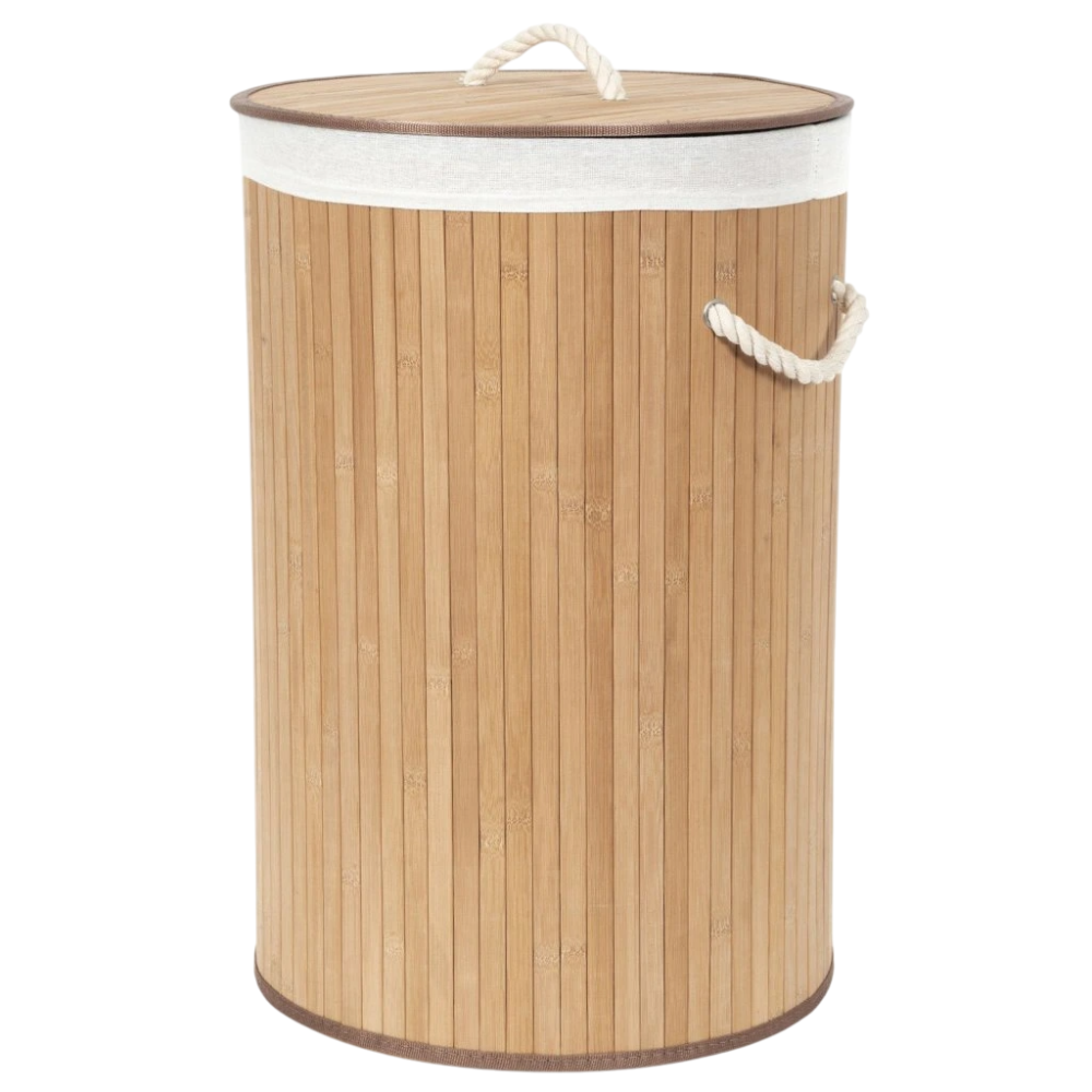 Compactor Bambusový koš na prádlo s víkem Compactor Bamboo - kulatý