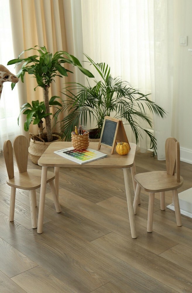 Dětská sada stolečku a židliček 2 ks Bunny One Chair Set - Brown