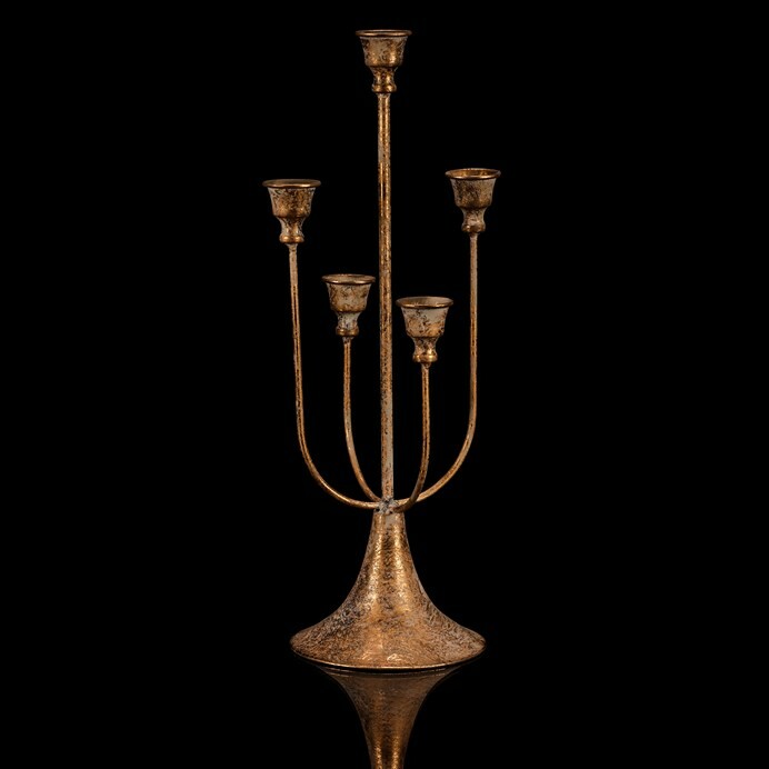 Kovový svícen pětiramenný