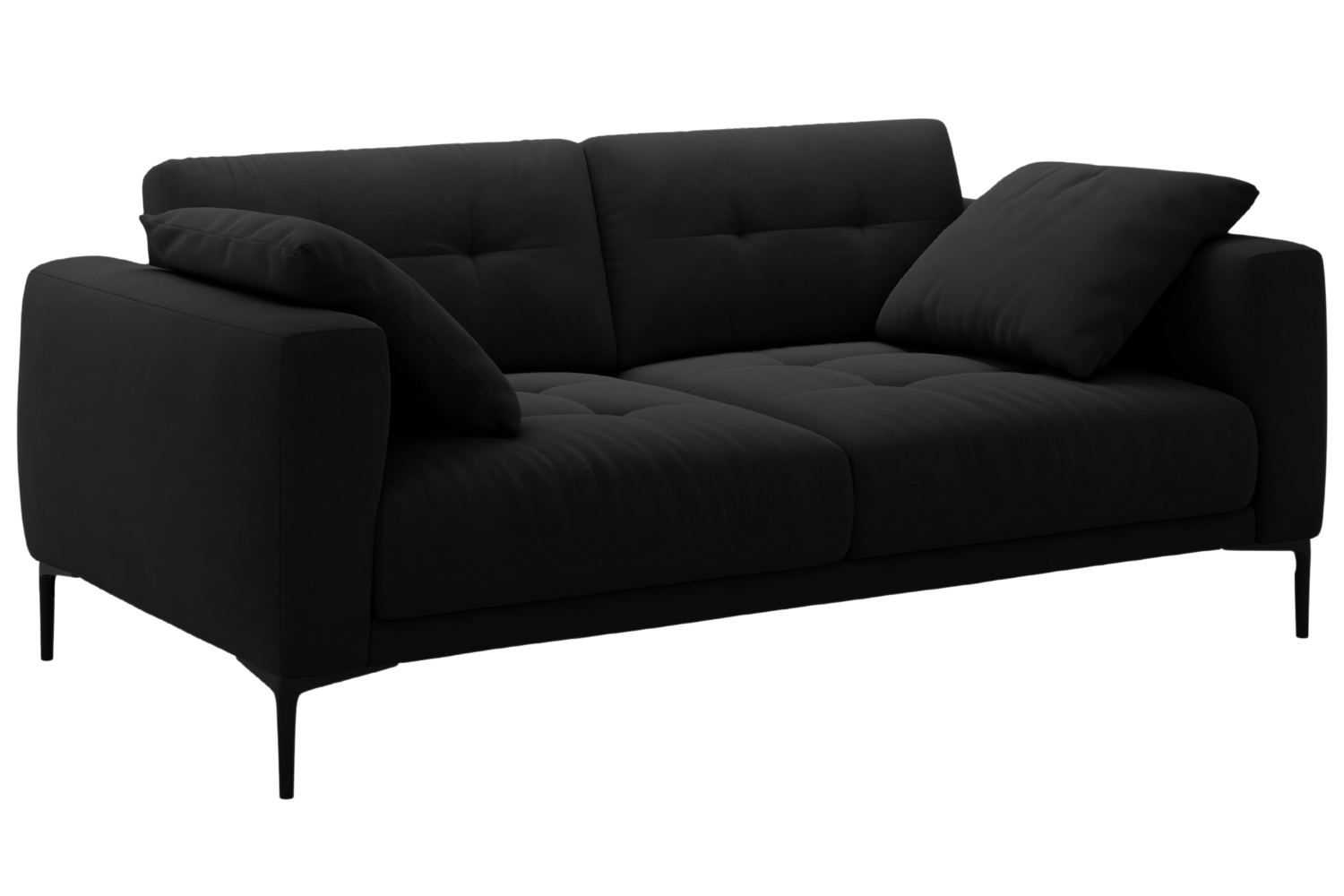 Micadoni Černá sametová trojmístná pohovka Bemy 200 cm