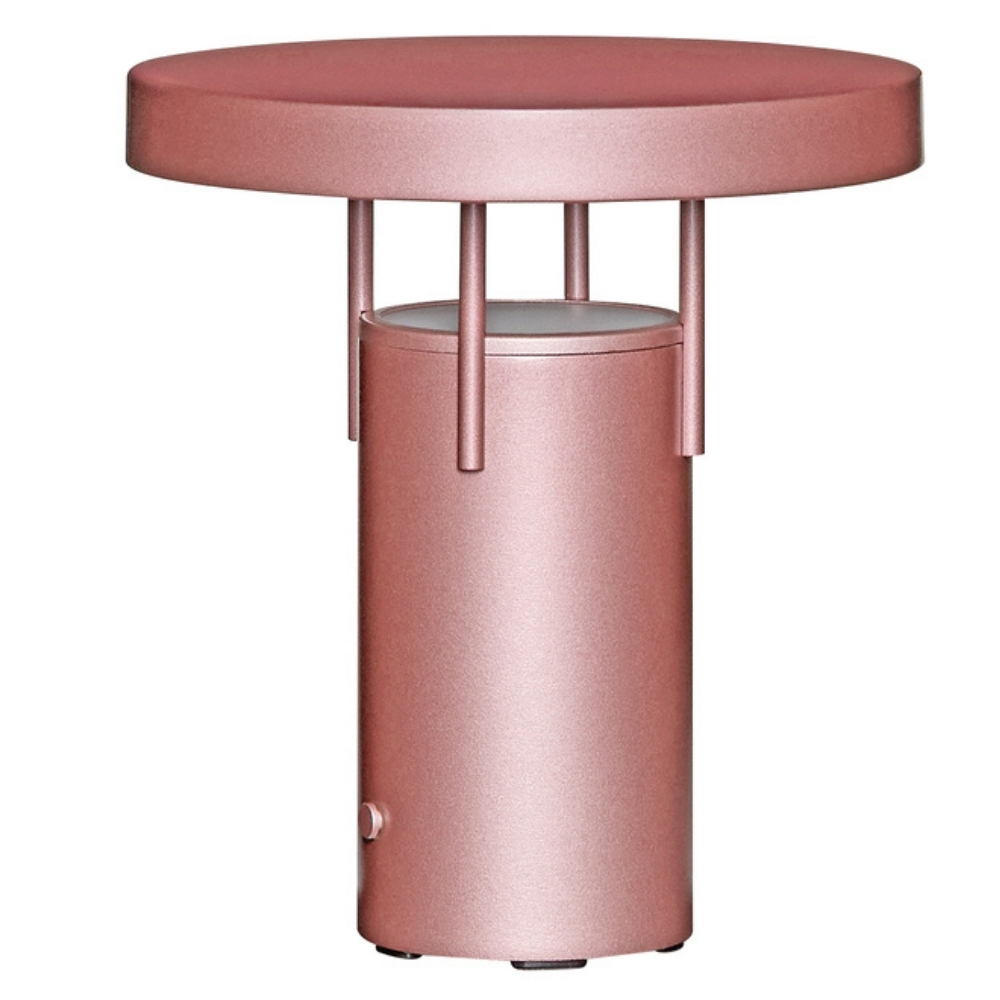 Růžová kovová nabíjecí stolní LED lampa Hübsch BringMe 20 cm