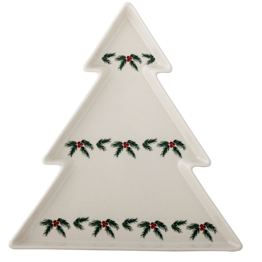 Bloomingville Bílý vánoční servírovací talíř Berry