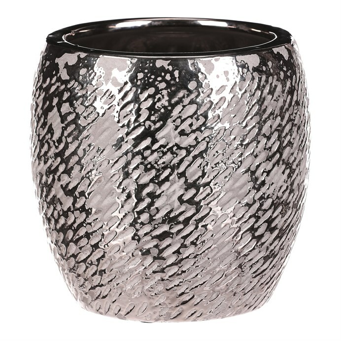 Keramický obal na květináč stříbrná Silver pr. 17 cm