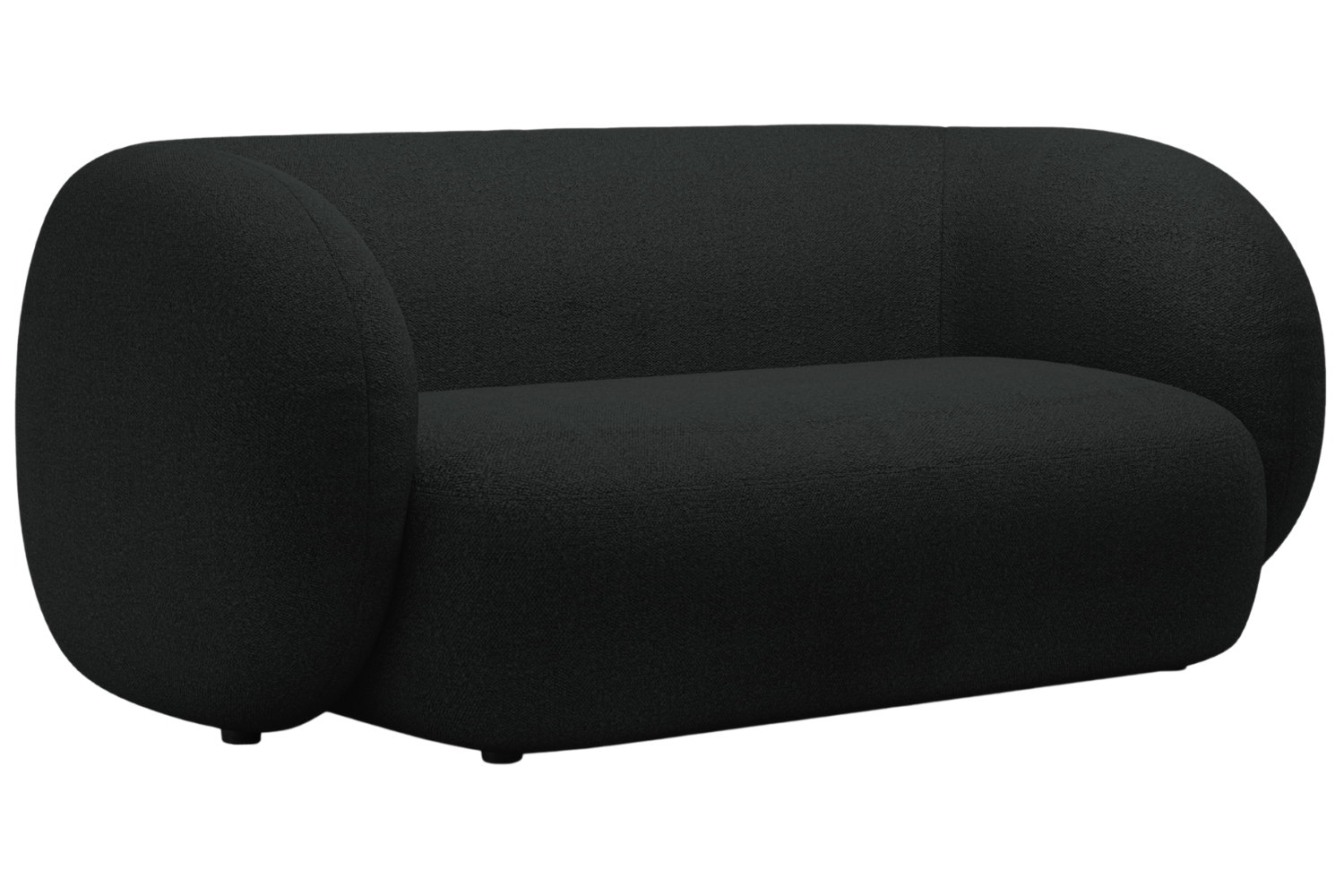 Micadoni Černá bouclé dvoumístná pohovka Kate 183 cm