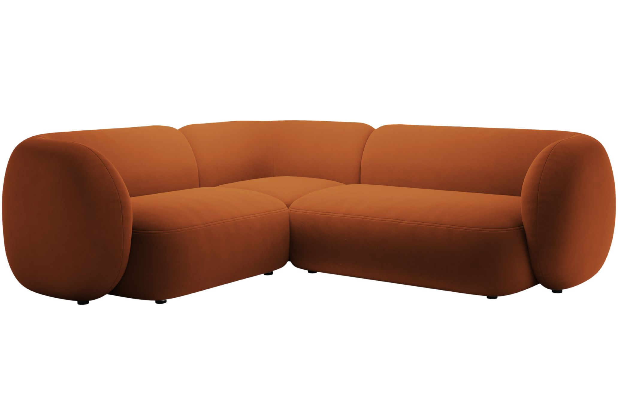 Micadoni Oranžová sametová rohová pohovka Kate 252 cm