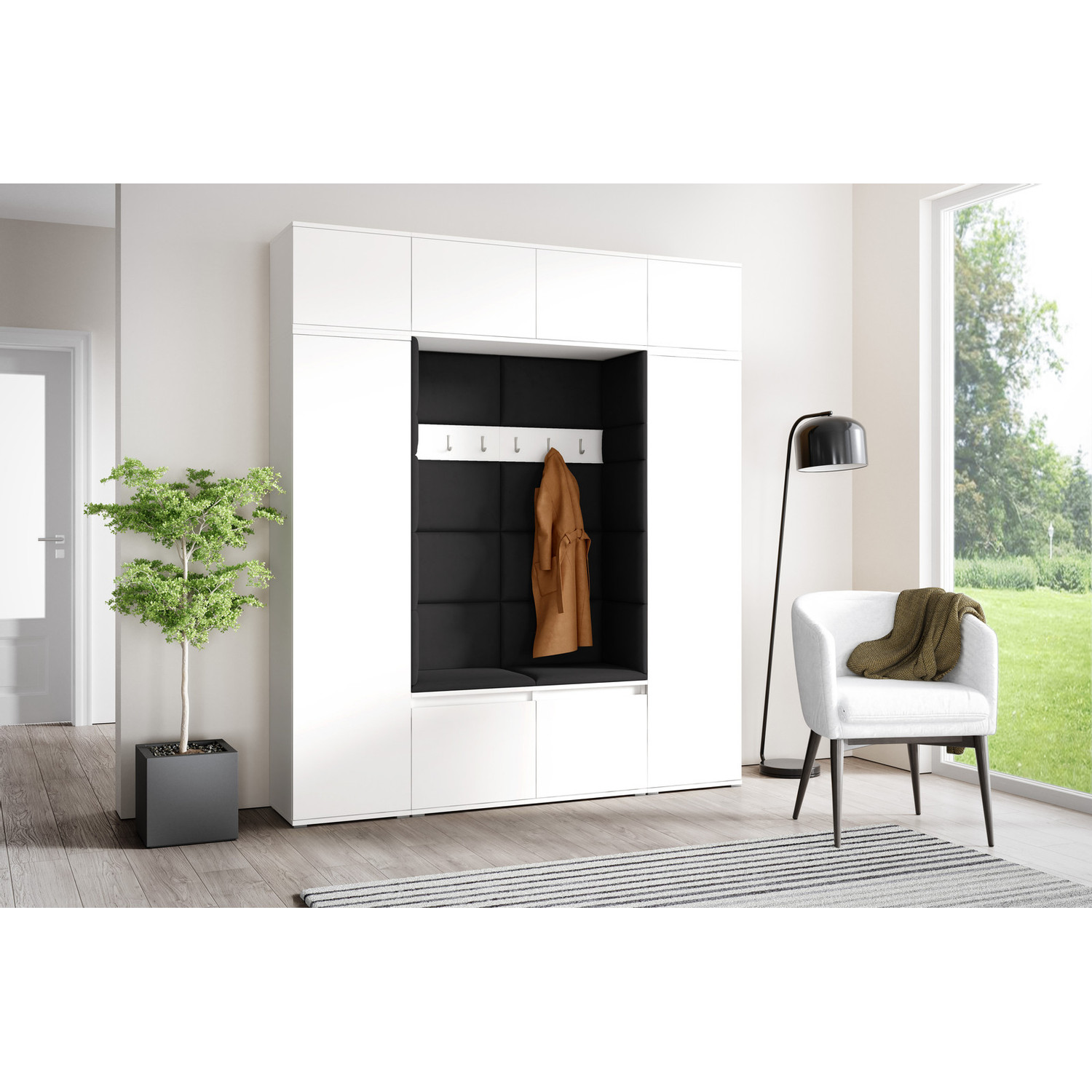 Předsíňová stěna AMI 32 Bez zrcadla Bílá Černá