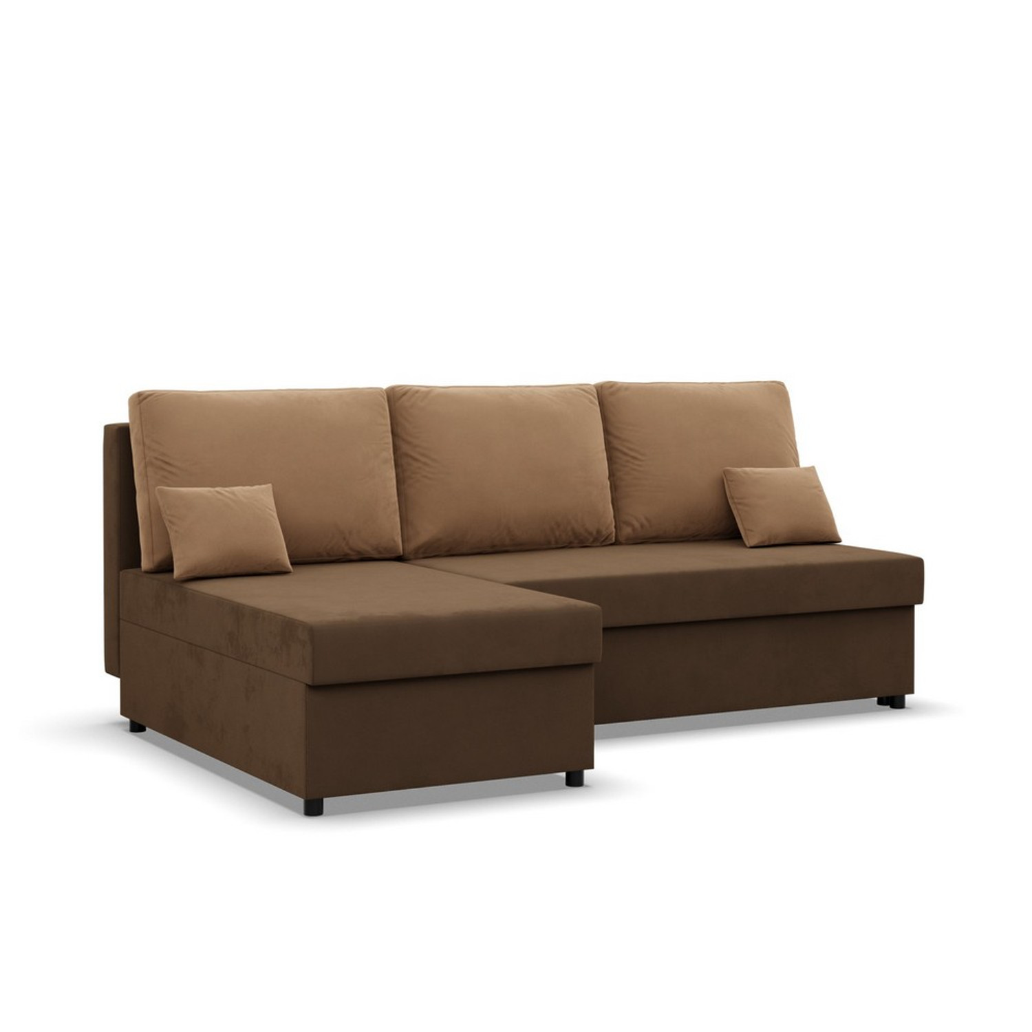 Rozkládací rohová sedací souprava DELI model 2 Hnědá/hnědá I