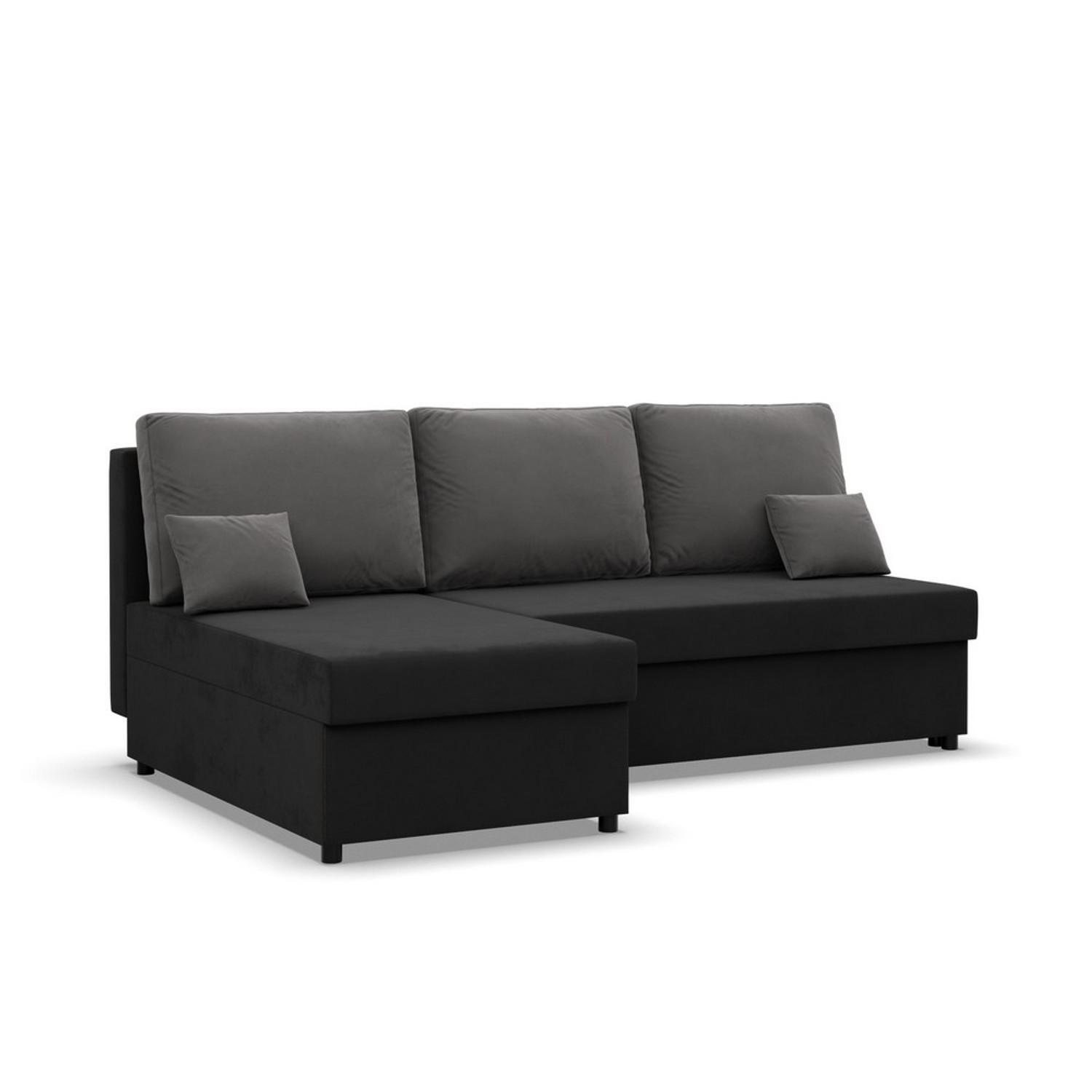 Rozkládací rohová sedací souprava DELI model 2 Černá/šedá