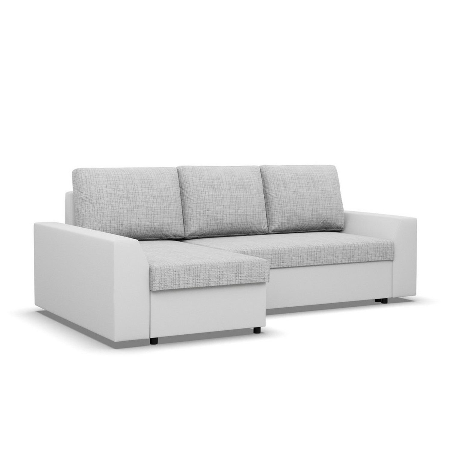 Rohová rozkládací sedací souprava PAUL látka v kombinaci s eko-kůží Levá Šedá/bílá