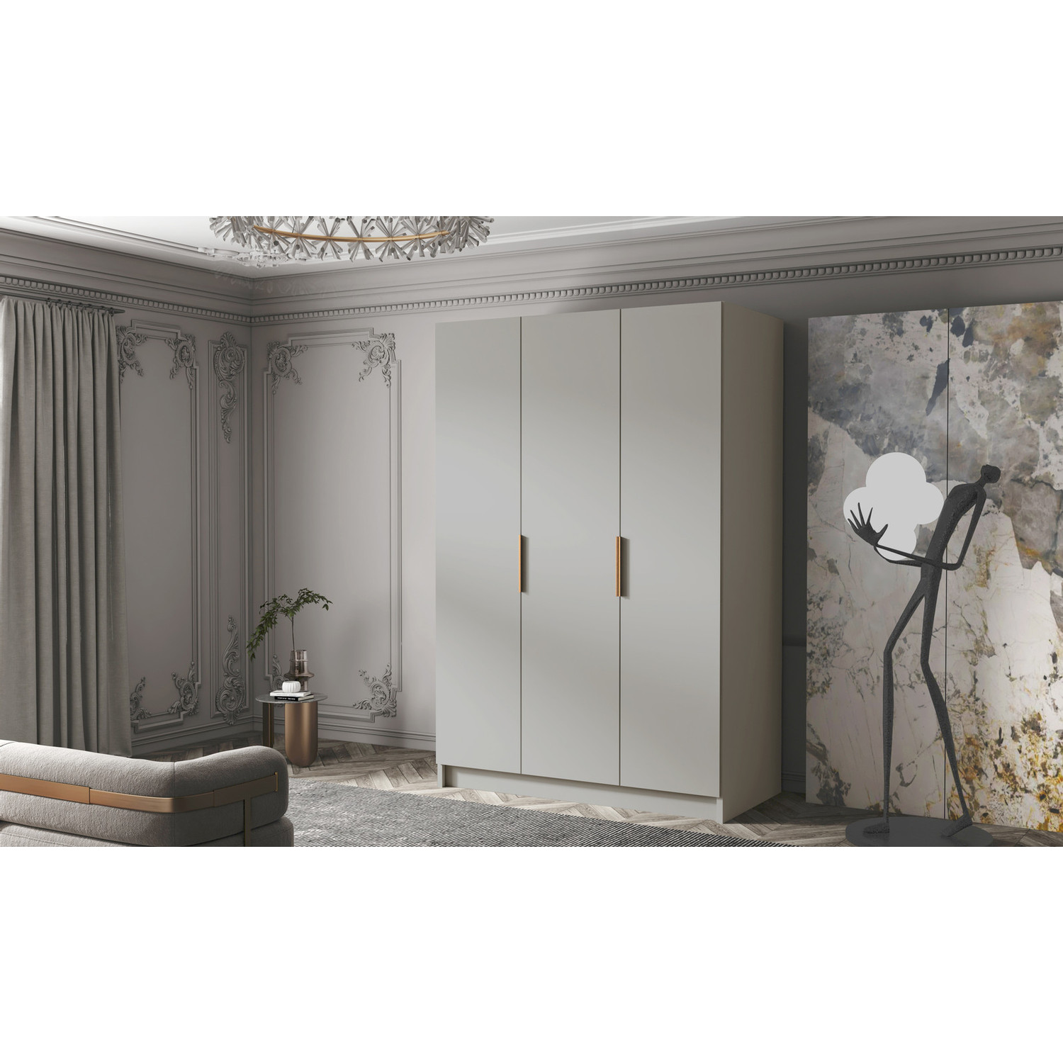 Šatní skříň CALPE 150 I - béžová/zlaté úchytky