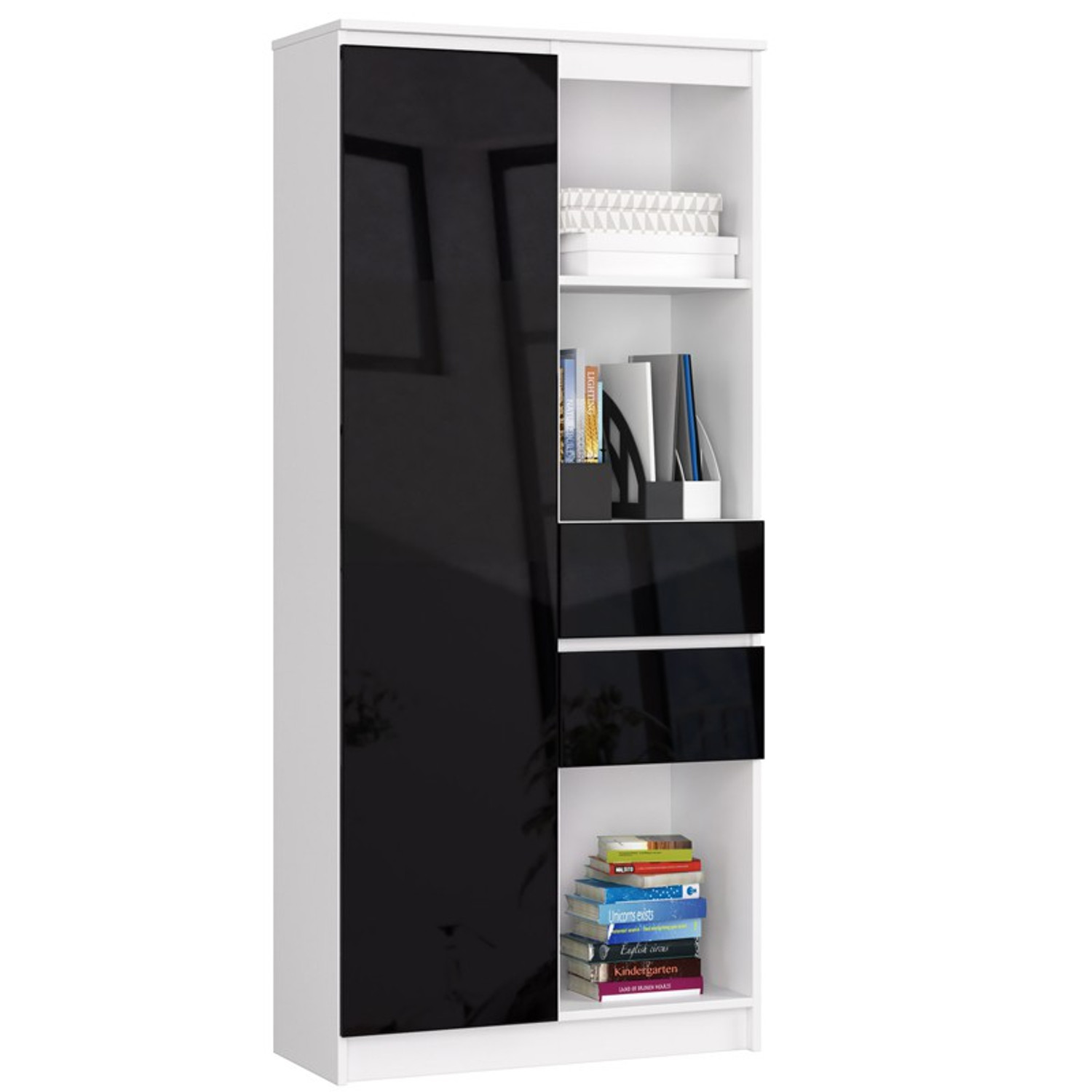 Regál R15 R80 1D 2SZ-bílá/černá