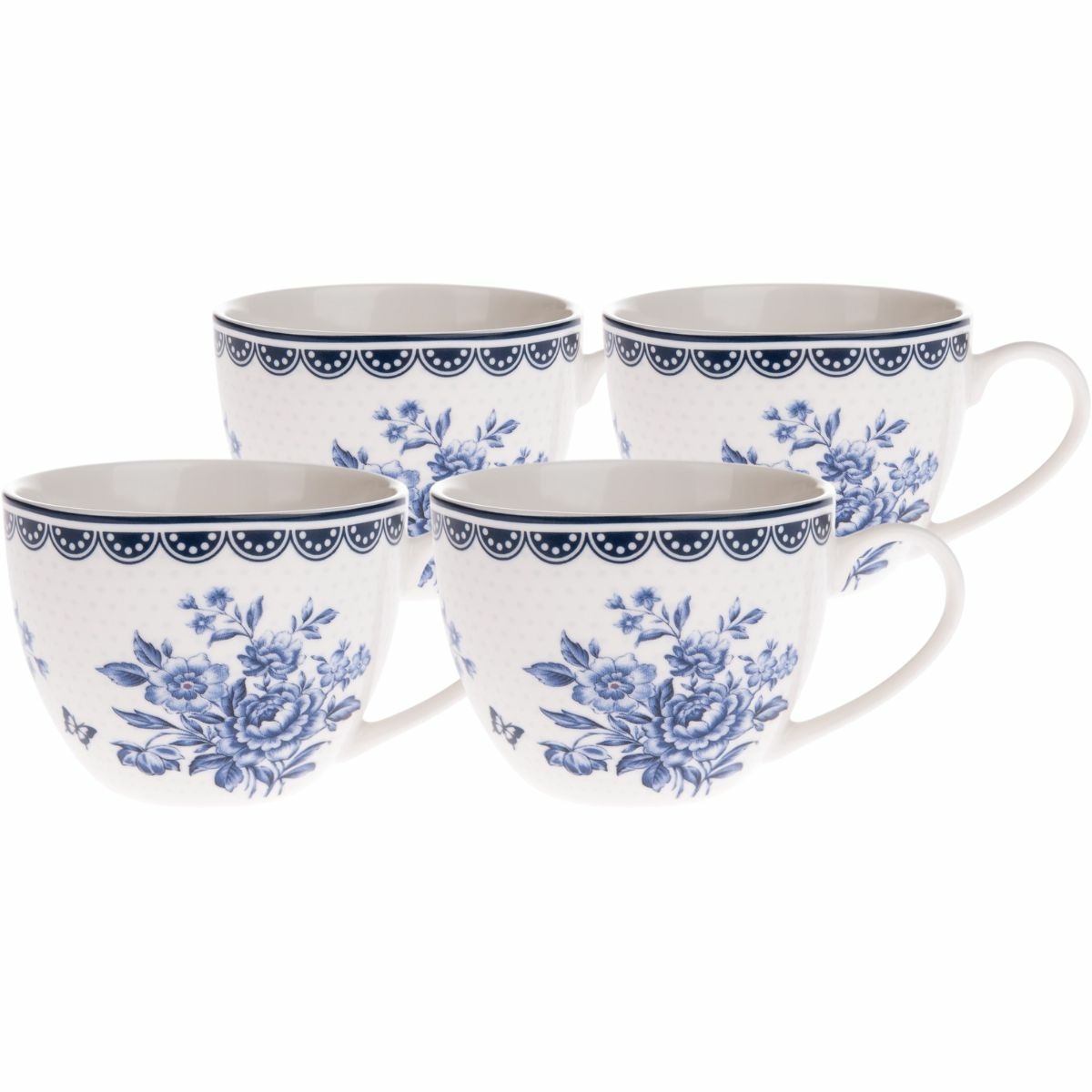 4dílná sada porcelánových šálků Blue Rose
