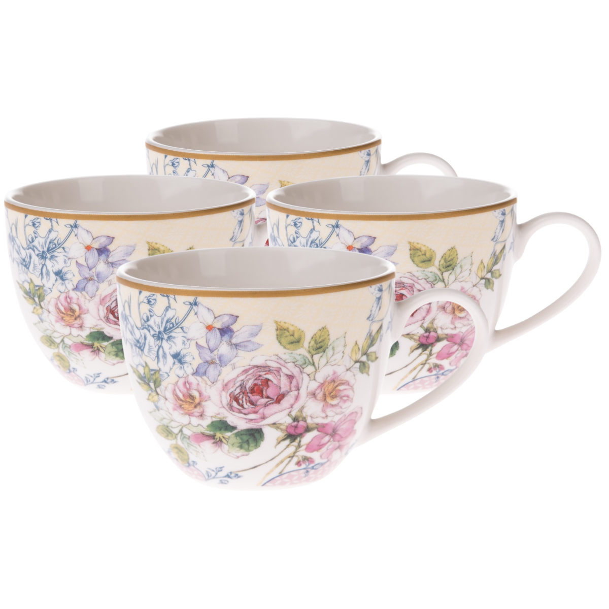 4dílná sada porcelánových šálků Roses