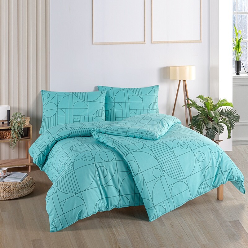 BedTex Bavlněné povlečení Geo Aquatic Awetyrkysová