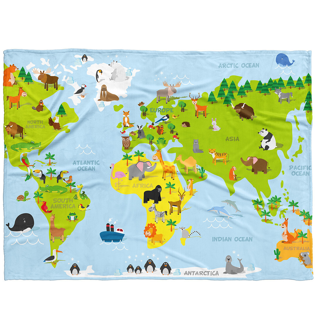 BedTex Dětská deka Mapa Zvířat