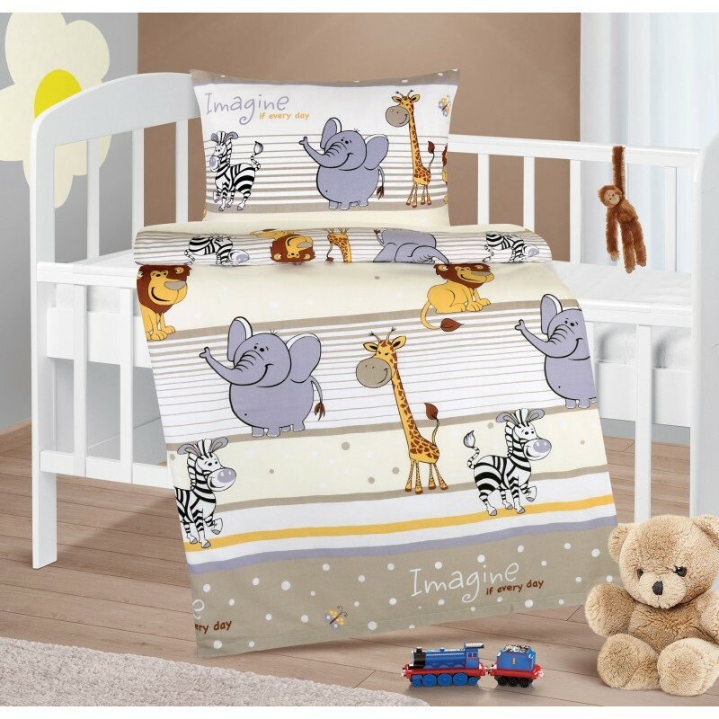 Bellatex Dětské bavlněné povlečení do postýlky Agáta Safari béžová