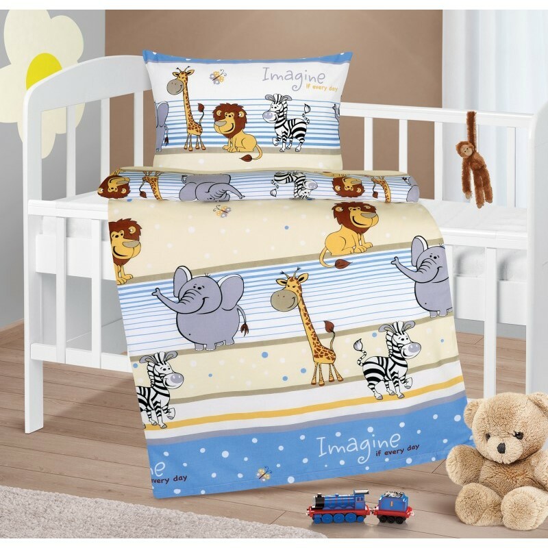 Bellatex Dětské bavlněné povlečení do postýlky Agáta Safari modrá