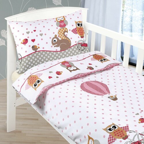 Bellatex Dětské bavlněné povlečení do postýlky Beáta Sovička růžová