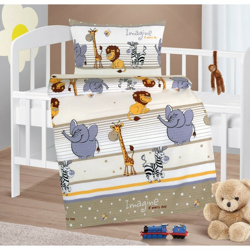 Bellatex Dětské krepové povlečení do postýlky Agáta Safari béžová