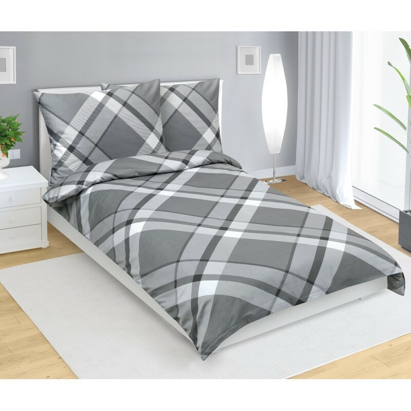 Bellatex Saténové povlečení Káro šedá