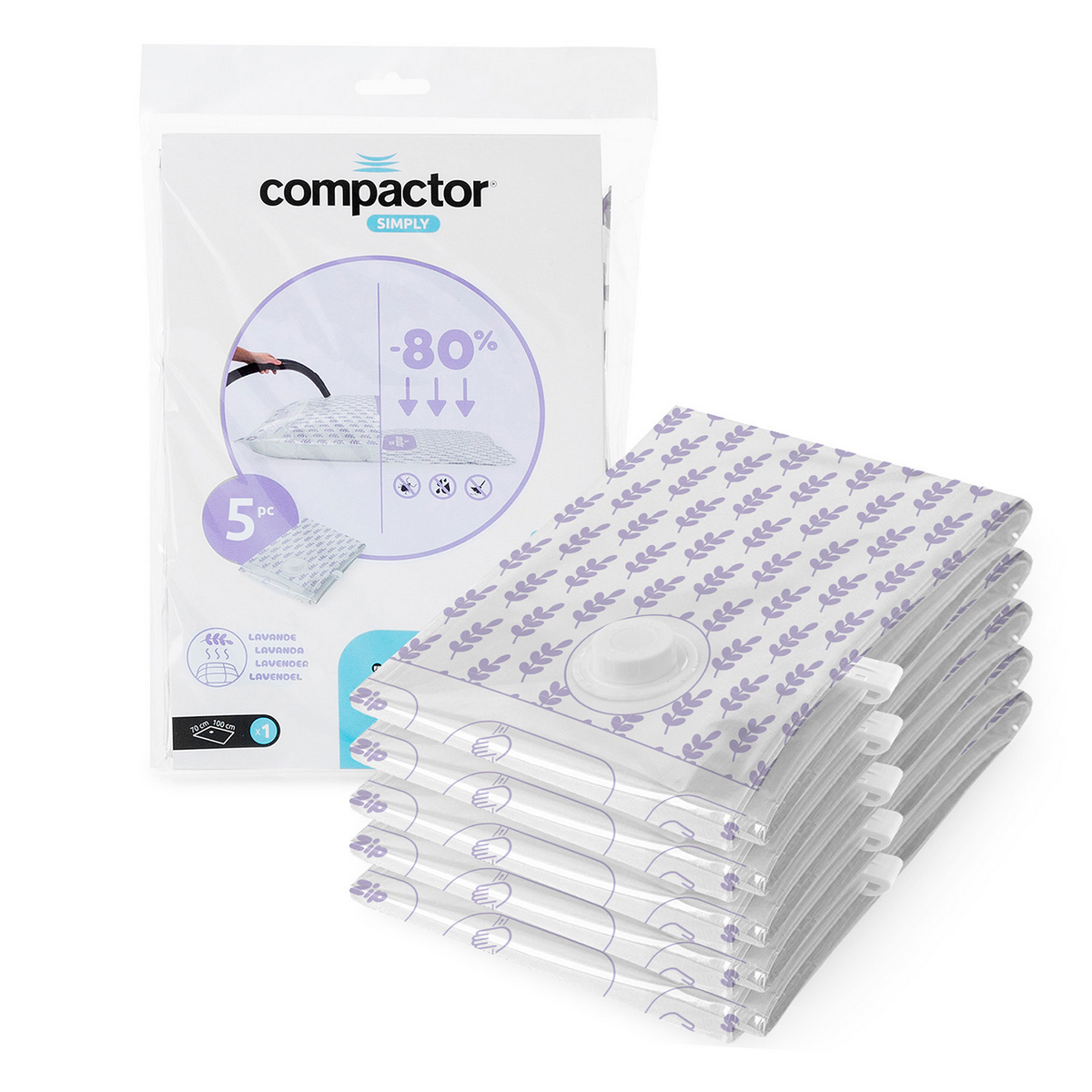 Compactor Sada vakuových úložných pytlů Compress L Levandule 100 l