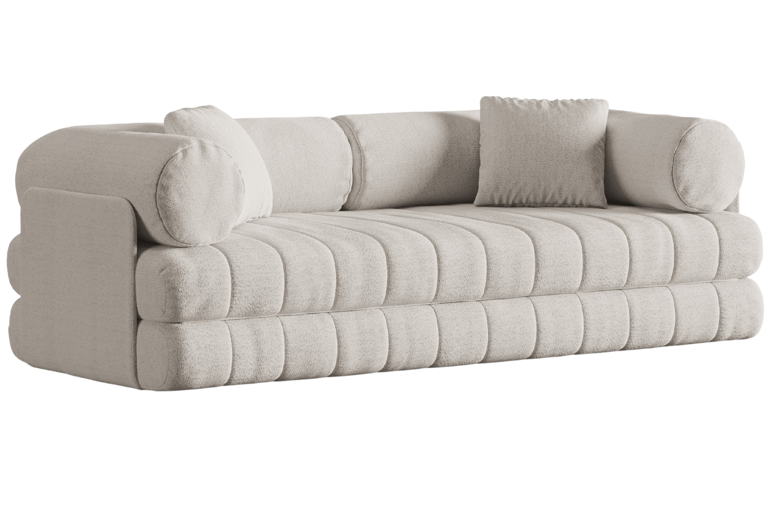 Cosmopolitan Design Světle béžová bouclé rozkládací pohovka Kemi 206 cm